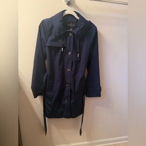 London Fog Dark Teal Belted Trench Coat | Classic Lightweight | Size Small